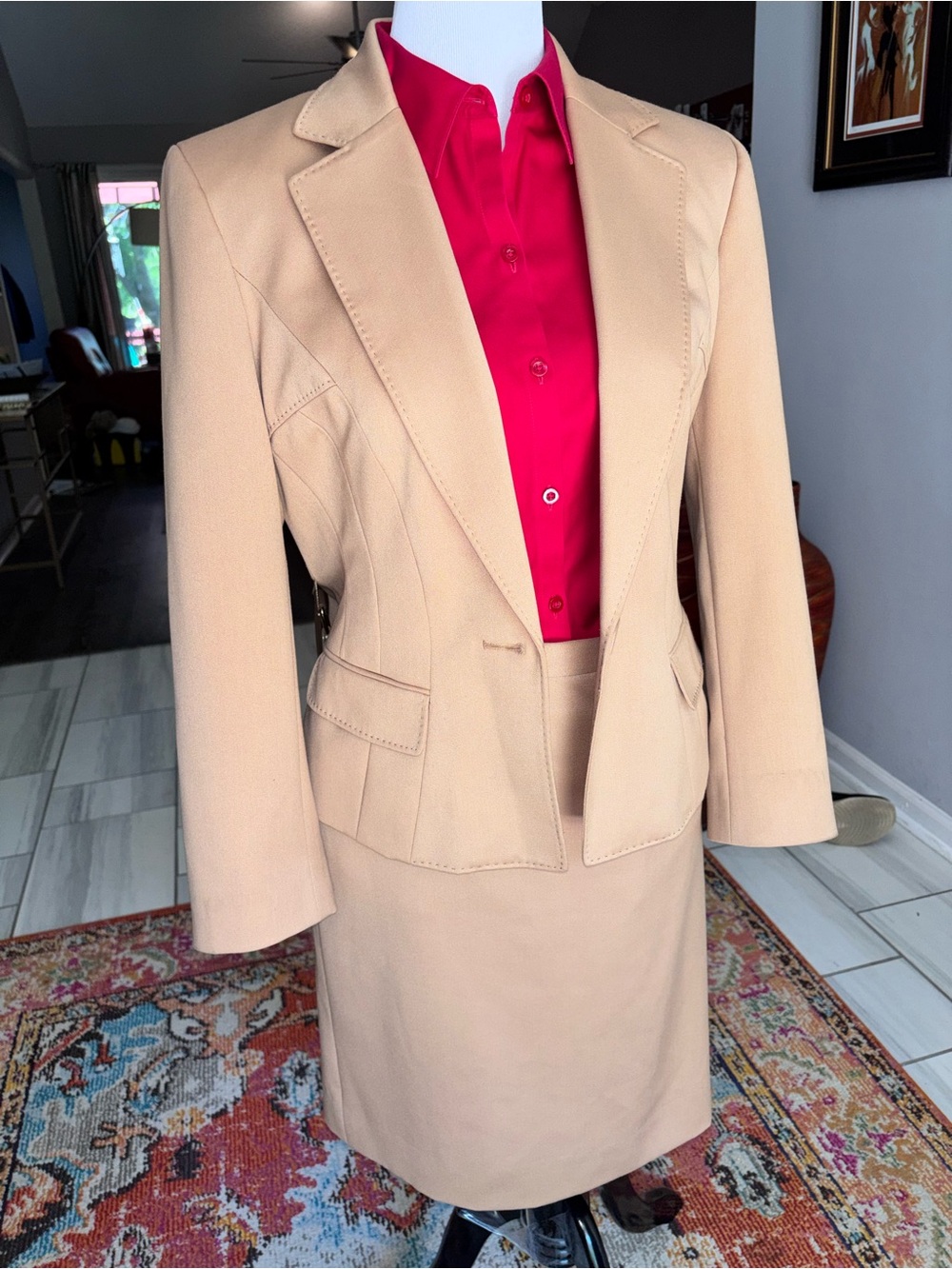 ANNE KLEIN Women’s Tailored Tan Skirt Suit